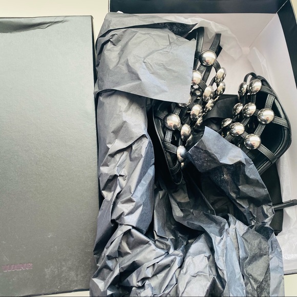 Alexander Wang Black Rubie Pearl Leather Slingback Sandals 5 - Picture 7 of 7